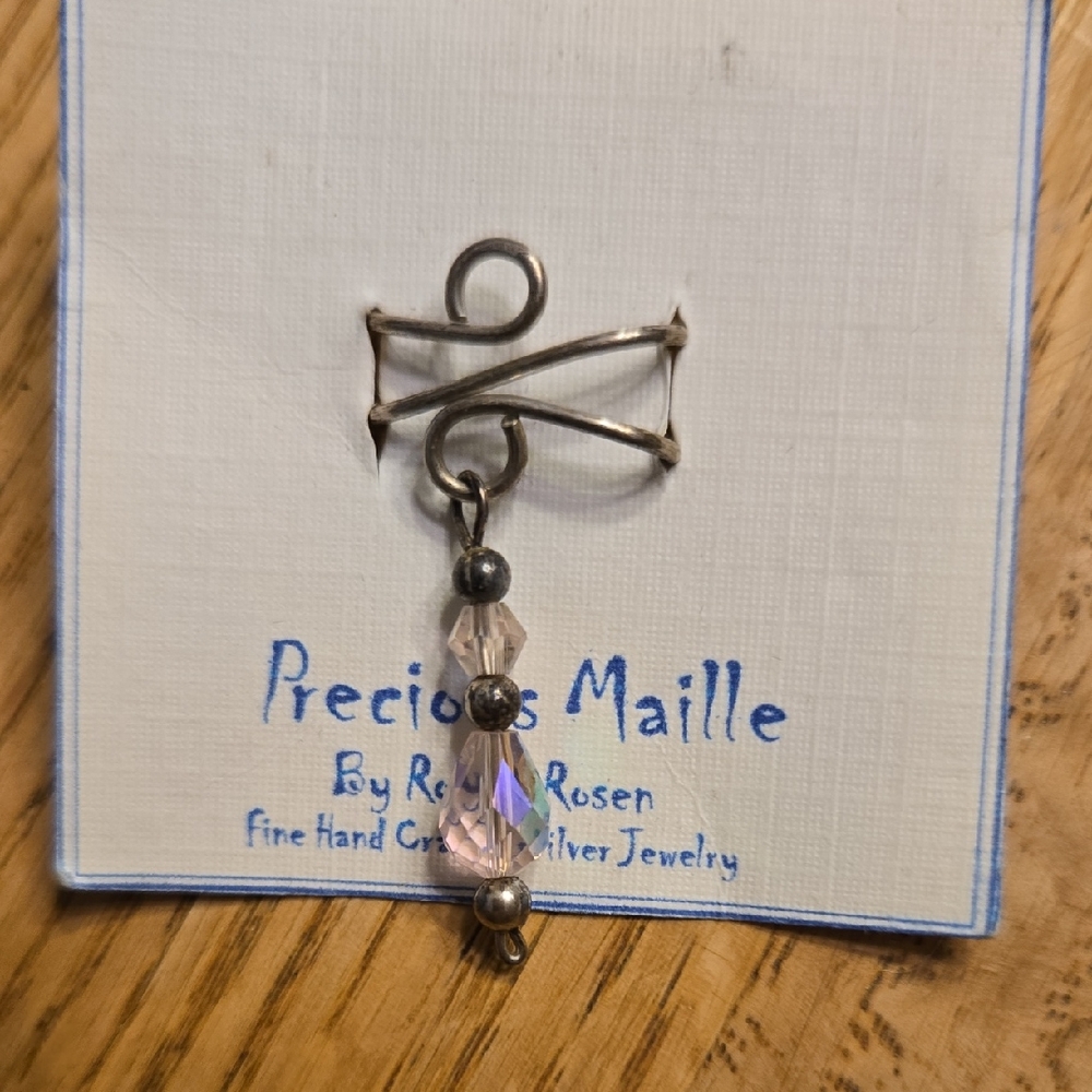 Silver Pendant with Pink Crystal Beads